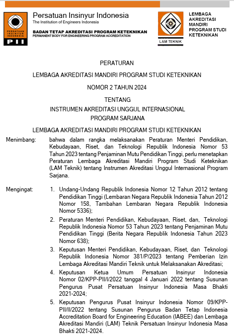 Peraturan LAM Teknik tentang Instrumen dan Pembiayaan Akreditasi Unggul Khusus